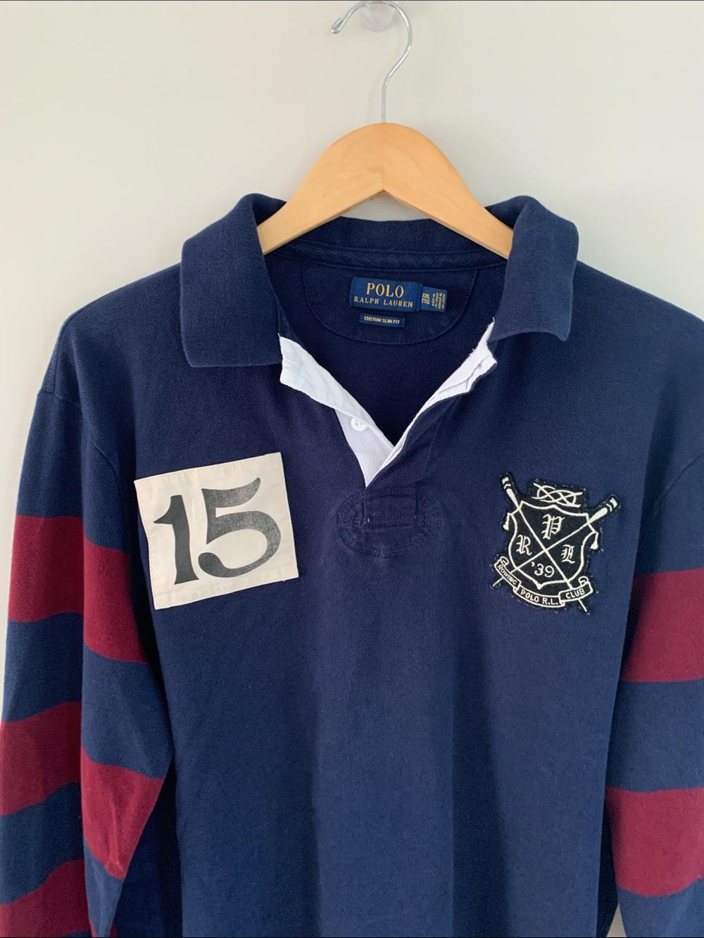 Polo Ralph Lauren Men’s Rugby Short Rowing Club Crest Stripes Sleeves Size XXL - Picture 2 of 9